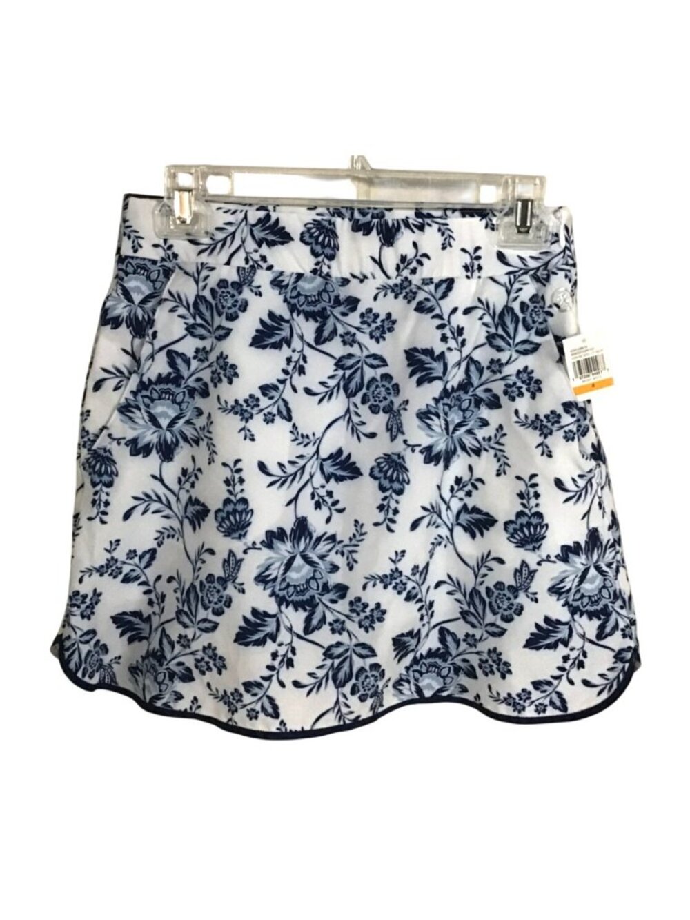 Izod Performance Womens 4 White Blue Floral Skort with Pockets